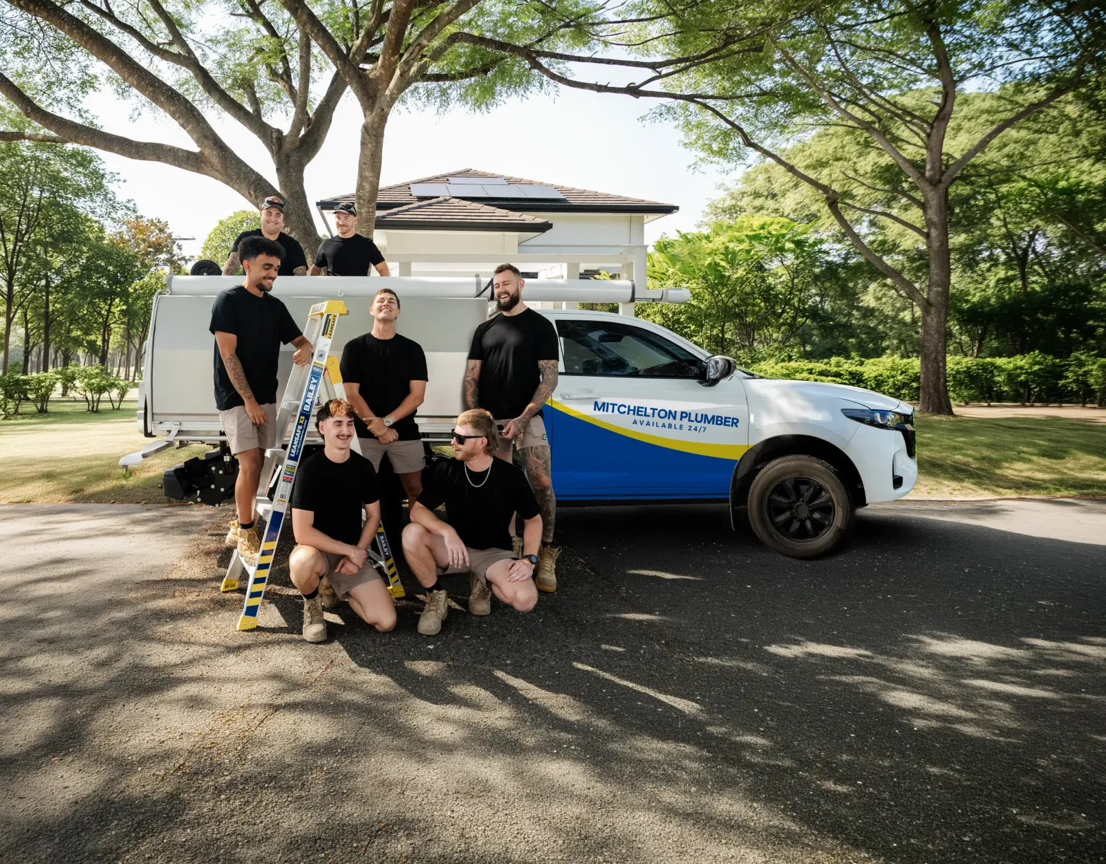 Mitchelton Plumber ute and team